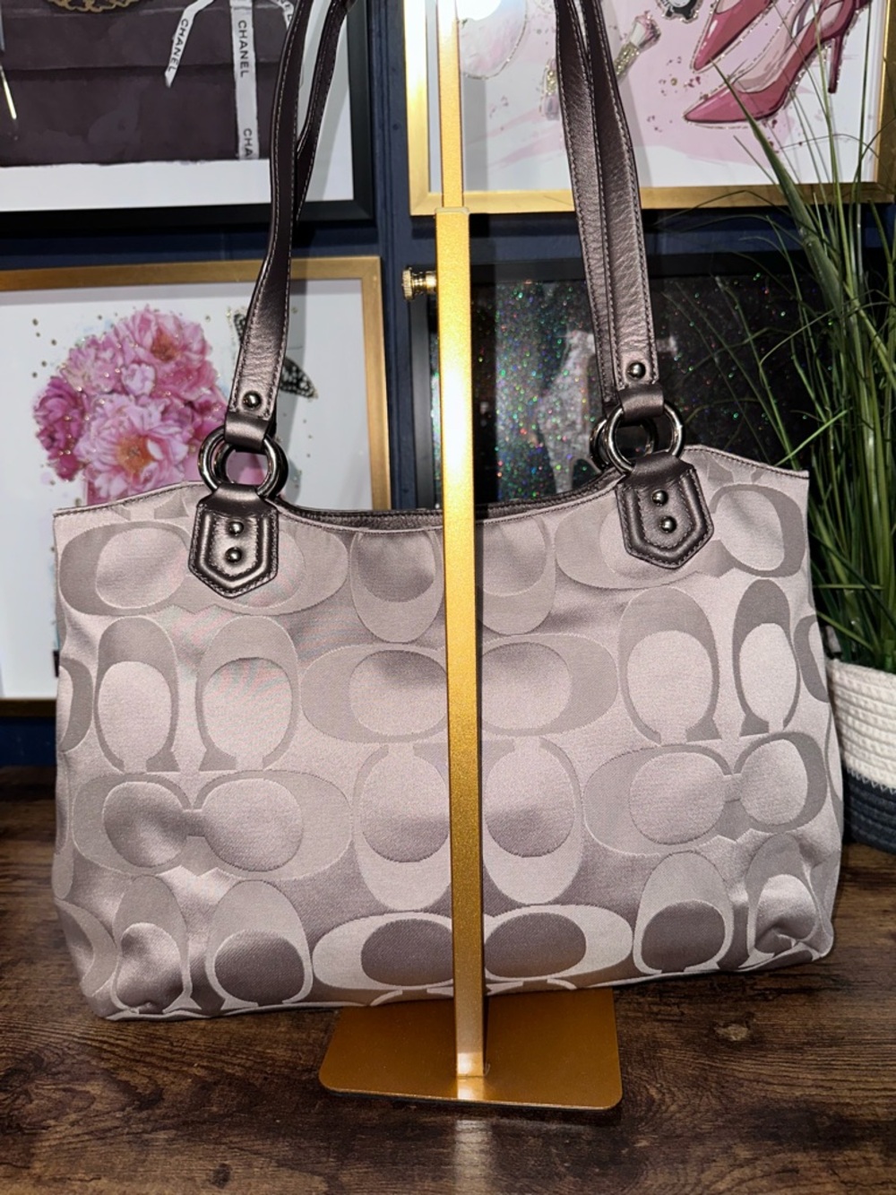 Coach Campbell Signature Metallic Belle Carryall shoulder bag - Picture 2 of 16